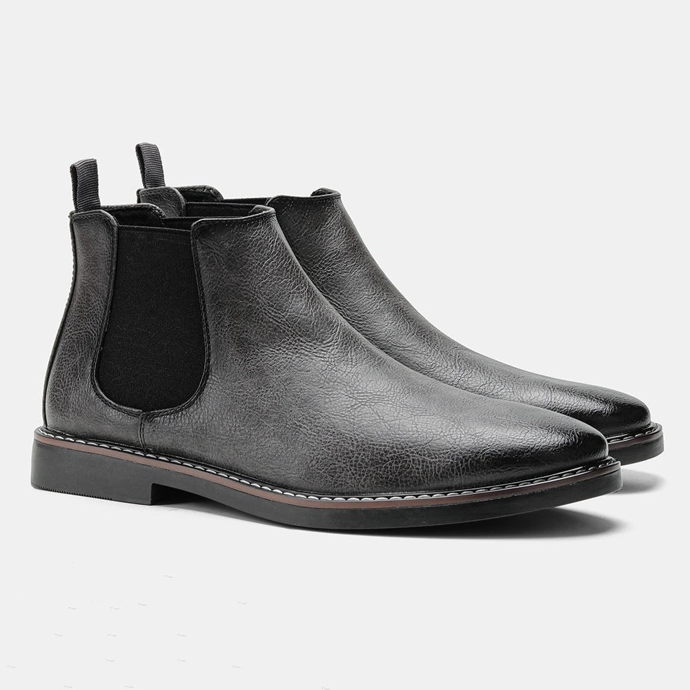 Jacopo | メンズ チェルシーブーツ – レザー – アーモンドトゥ – エラスティックサイド – ローヒール
