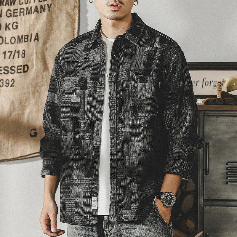 CHIKAYASU | 長袖チェックレトロシャツ P0087