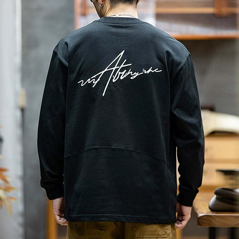 ASAYUKI | 刺繍入り長袖ルーズラウンドネックTシャツ P0518