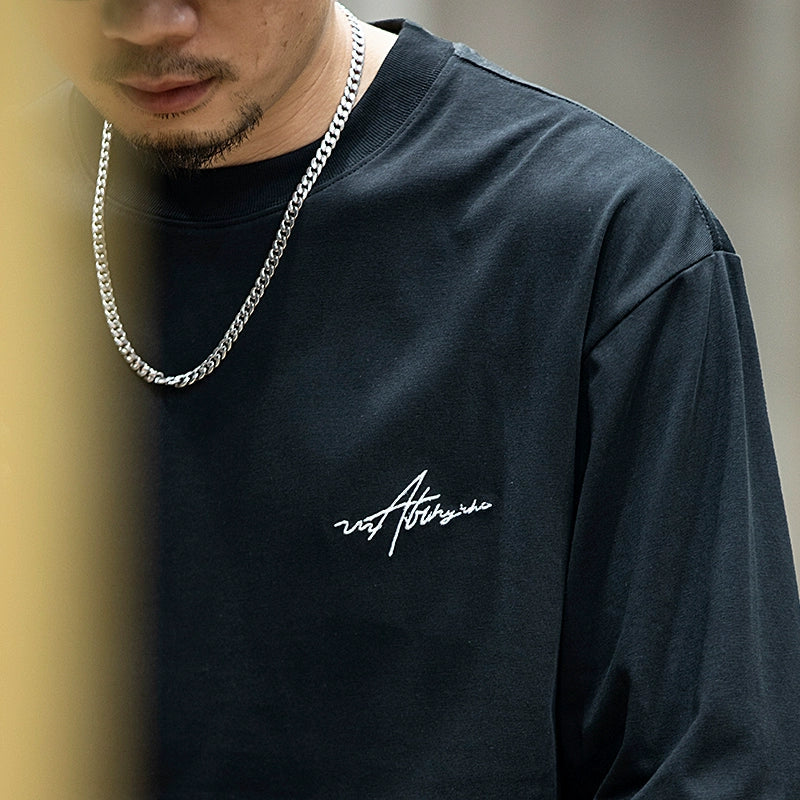 ASAYUKI | 刺繍入り長袖ルーズラウンドネックTシャツ P0518