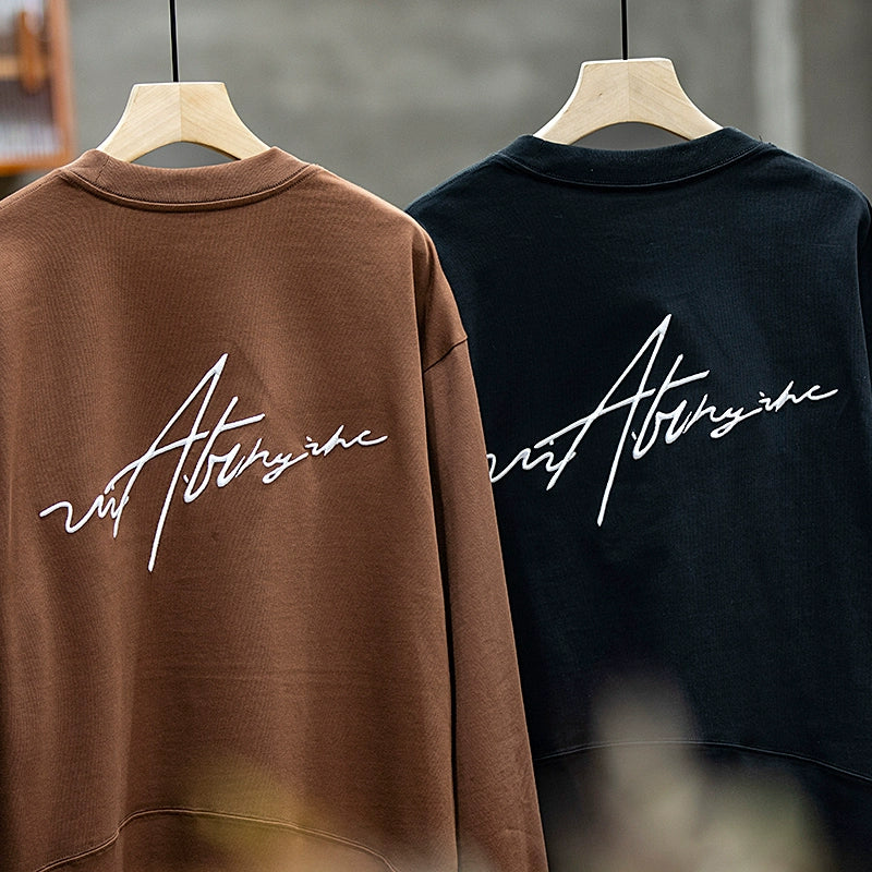 ASAYUKI | 刺繍入り長袖ルーズラウンドネックTシャツ P0518