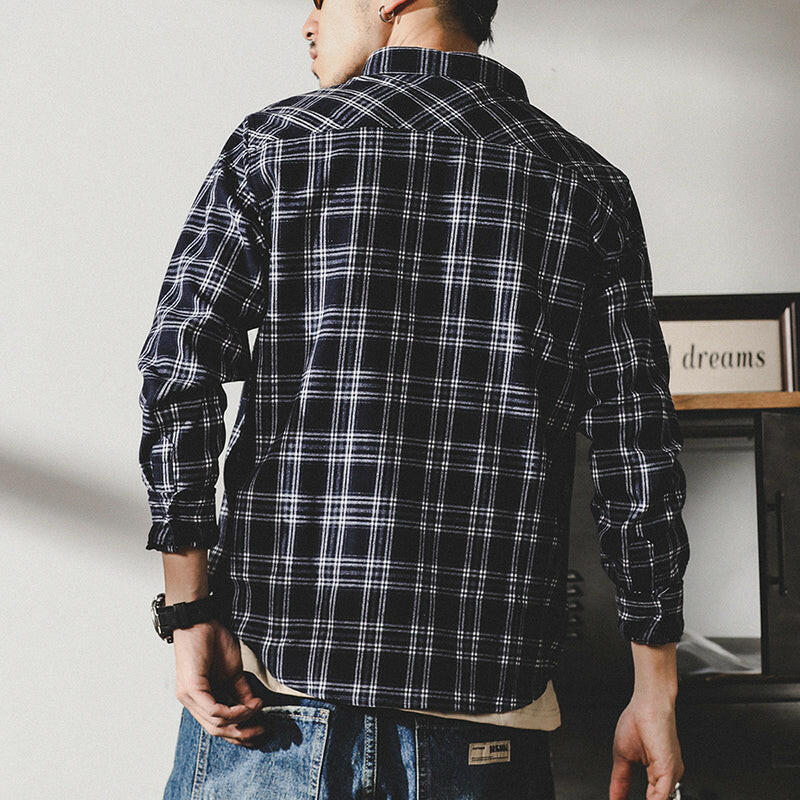 ANRI | チェック柄長袖ルーズシャツ P0106