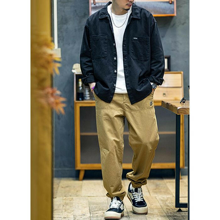 AKINOSUKE | コットン長袖ルーズカジュアルシャツ P0523