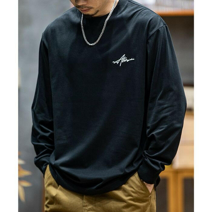 ASAYUKI | 刺繍入り長袖ルーズラウンドネックTシャツ P0518
