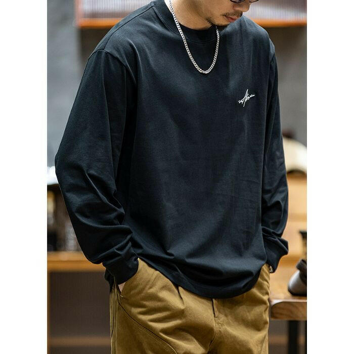 ASAYUKI | 刺繍入り長袖ルーズラウンドネックTシャツ P0518