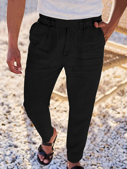 TOSHINORI | ドローストリング付きリネンワイドパンツ
