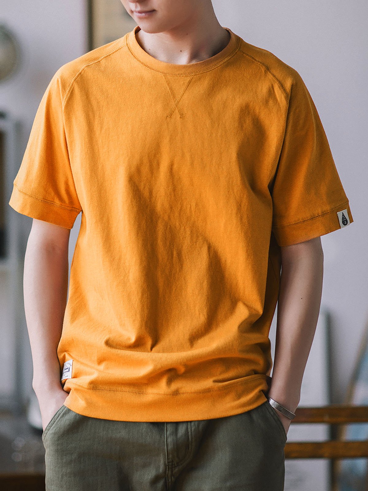 メンズ コットン半袖クルーネックTシャツ — 5色展開のデイリーカジュアルウェア