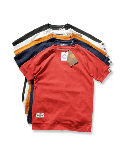 メンズ コットン半袖クルーネックTシャツ — 5色展開のデイリーカジュアルウェア
