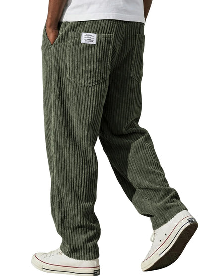 2026 Spring New Mens Loose Straight Casual Pants Vertical Stripe Trend Long Pants Fashion Comfortable