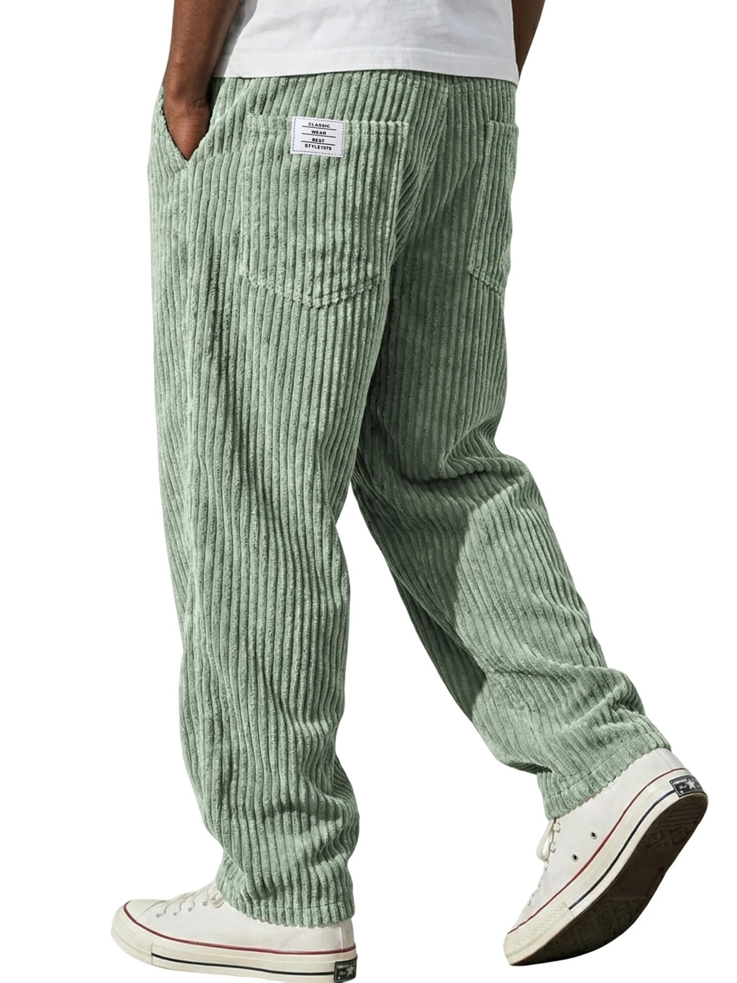 2026 Spring New Mens Loose Straight Casual Pants Vertical Stripe Trend Long Pants Fashion Comfortable