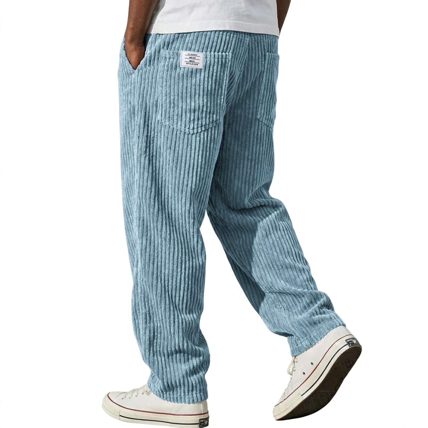 2026 Spring New Mens Loose Straight Casual Pants Vertical Stripe Trend Long Pants Fashion Comfortable