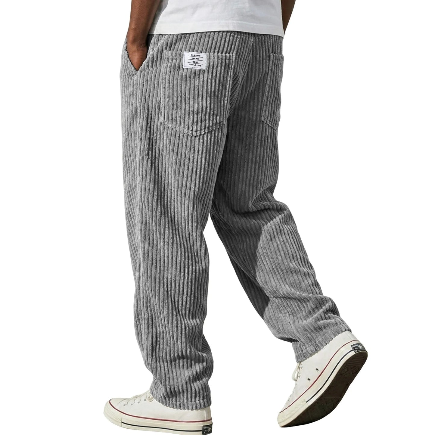 2026 Spring New Mens Loose Straight Casual Pants Vertical Stripe Trend Long Pants Fashion Comfortable