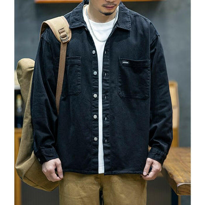 AKINOSUKE | コットン長袖ルーズカジュアルシャツ P0523