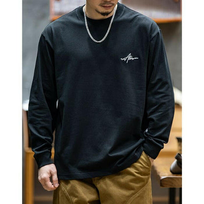 ASAYUKI | 刺繍入り長袖ルーズラウンドネックTシャツ P0518