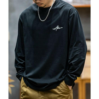 ASAYUKI | 刺繍入り長袖ルーズラウンドネックTシャツ P0518