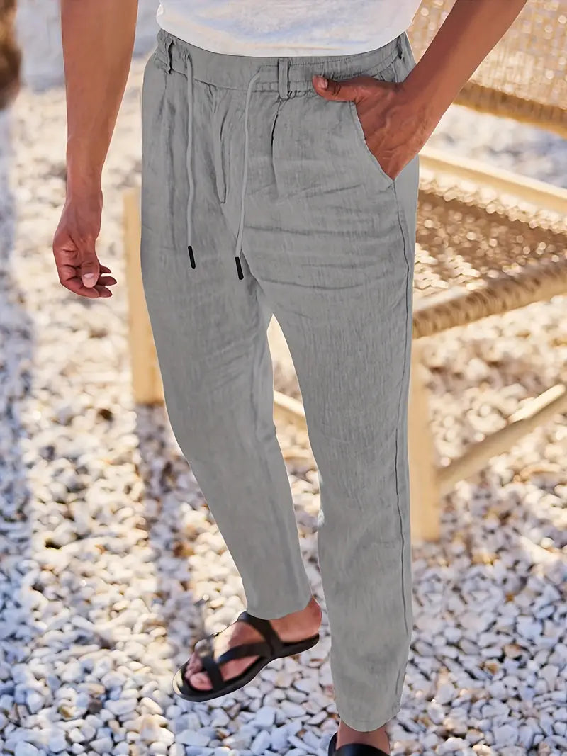 TOSHINORI | ドローストリング付きリネンワイドパンツ