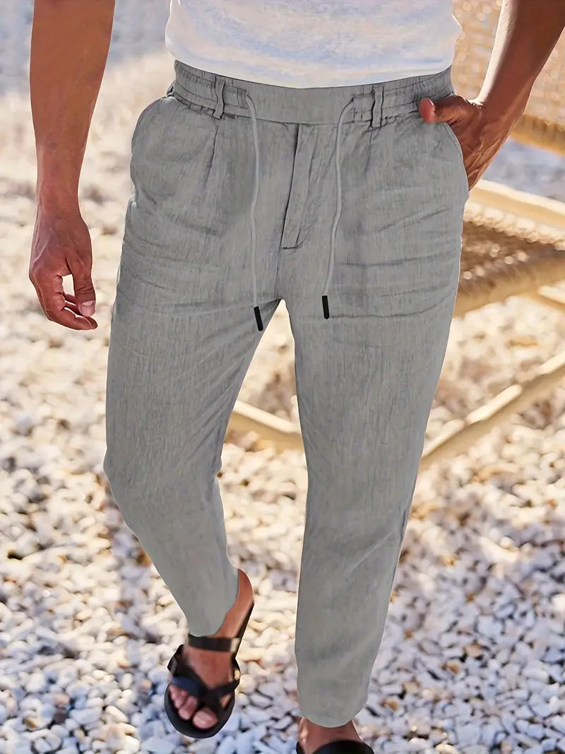 TOSHINORI | ドローストリング付きリネンワイドパンツ